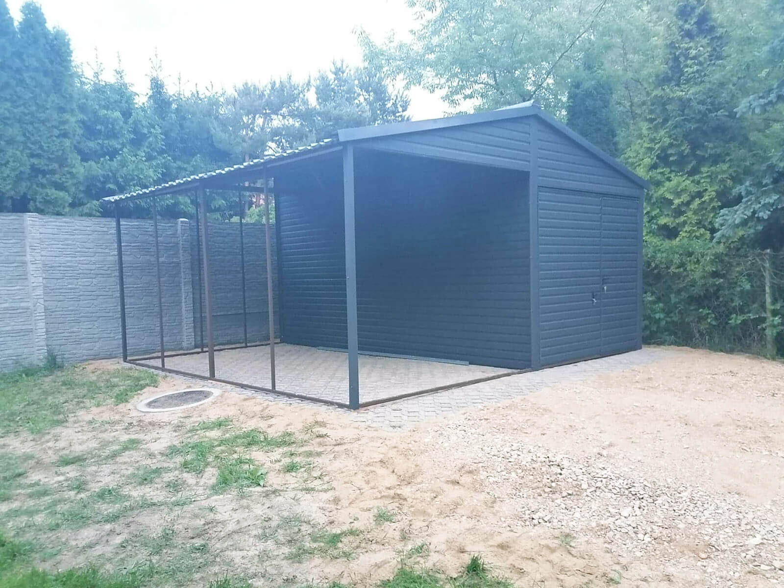 Carport mit Blechgarage satteldach nach links und rechts 6m x 6m