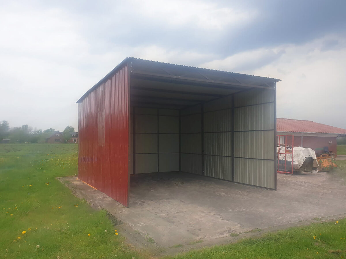 Carport 3 x 6 mit Pultdach nach hinten, farbe Feuerrot RAL 3011