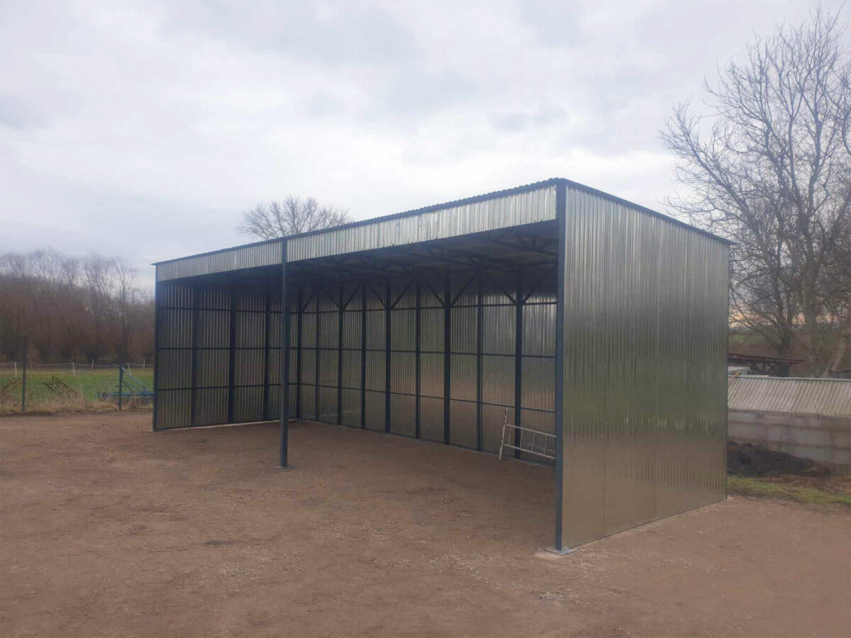 Doppelcarport 12 x 4 mit Pultdach nach hinten, verzinktes Blech