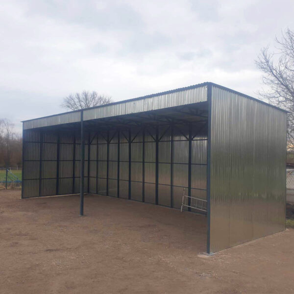 Doppelcarport 12 x 4 mit Pultdach nach hinten, verzinktes Blech