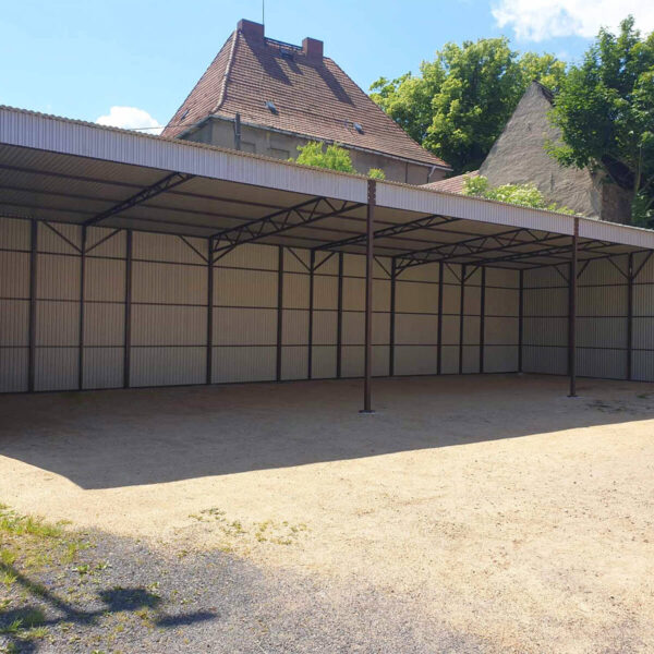 Carport 15 x 5 mit Pultdach nach hinten, Verzinktes Blech