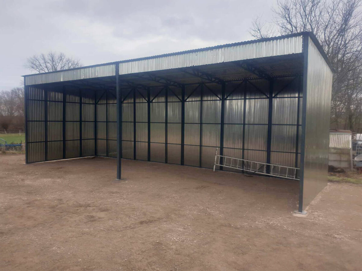 Doppelcarport 12 x 4 mit Pultdach nach hinten, verzinktes Blech