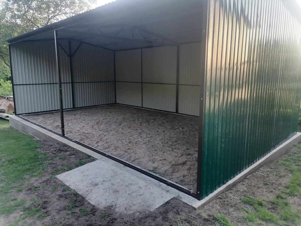 Carport 8 x 4 mit Satteldach nach links und rechts, Grün RAL 6005