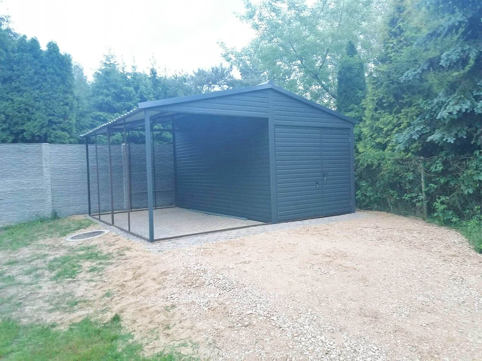 Carport mit Blechgarage satteldach nach links und rechts 6m x 6m