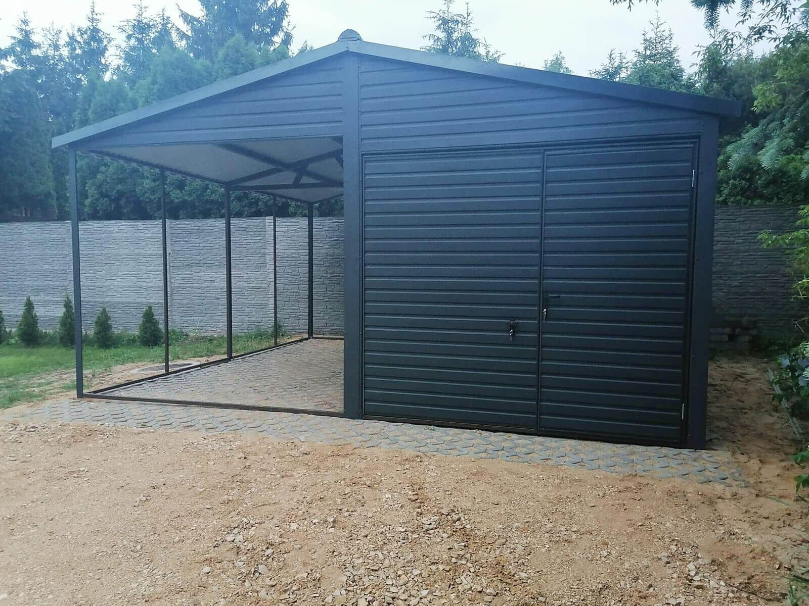 Carport mit Blechgarage satteldach nach links und rechts 6m x 6m