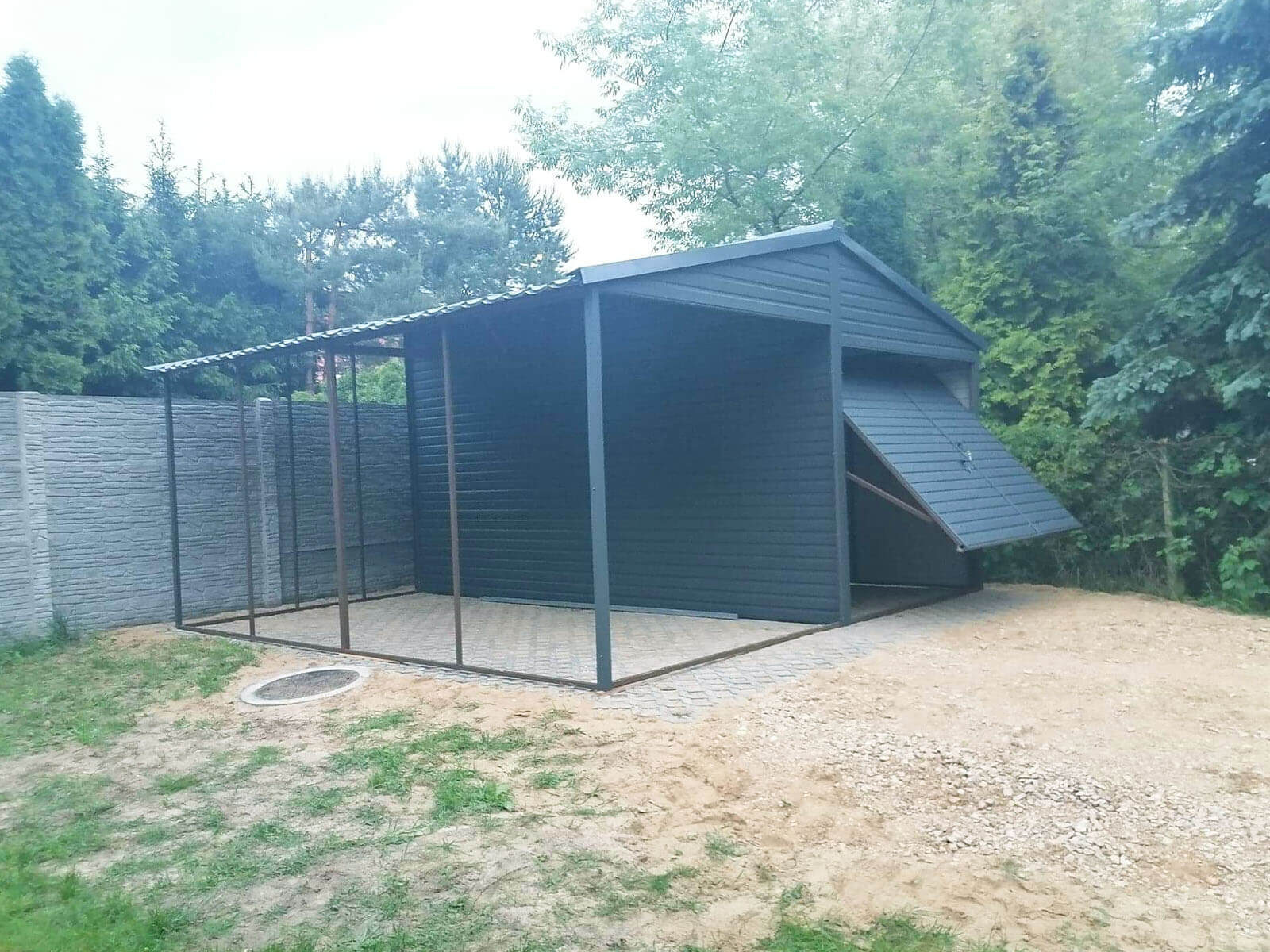 Carport mit Blechgarage satteldach nach links und rechts 6m x 6m