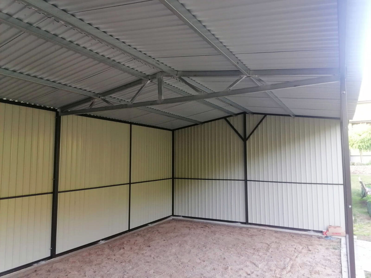 Carport 8 x 4 mit Satteldach nach links und rechts, Grün RAL 6005