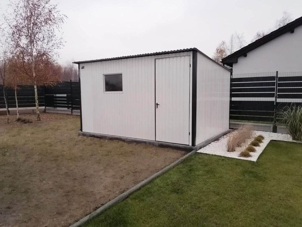 Gartenhaus 4 x 2 Dachneigung nach hinten, Reines Weiß 9010