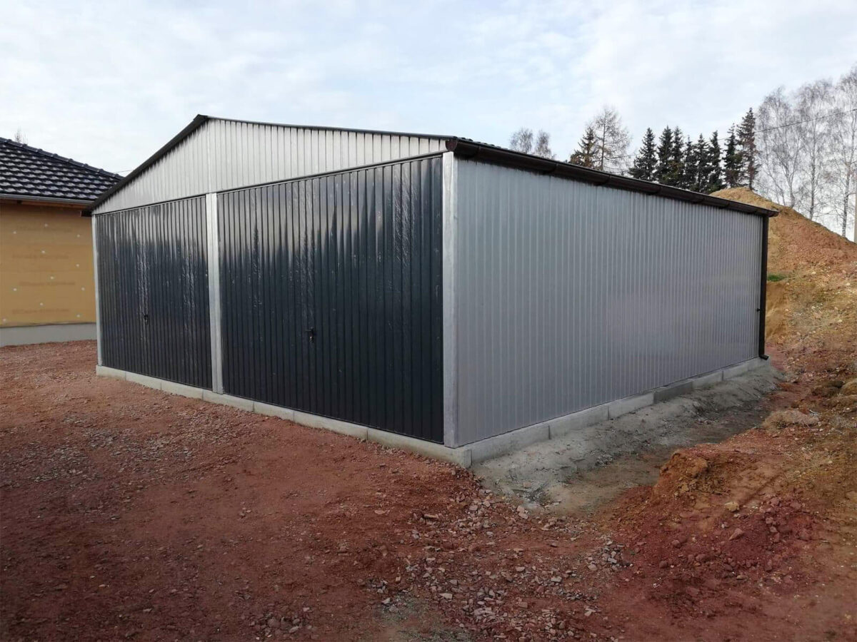 Doppelgarage 6 x 6 Satteldach Aluminium RAL 9006 + 7016 Matt